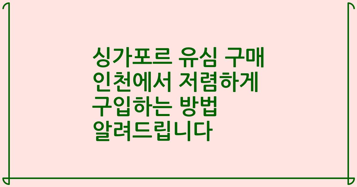 싱가포르 유심 구매 인천에서 저렴하게 구입하는 방법 알려드립니다