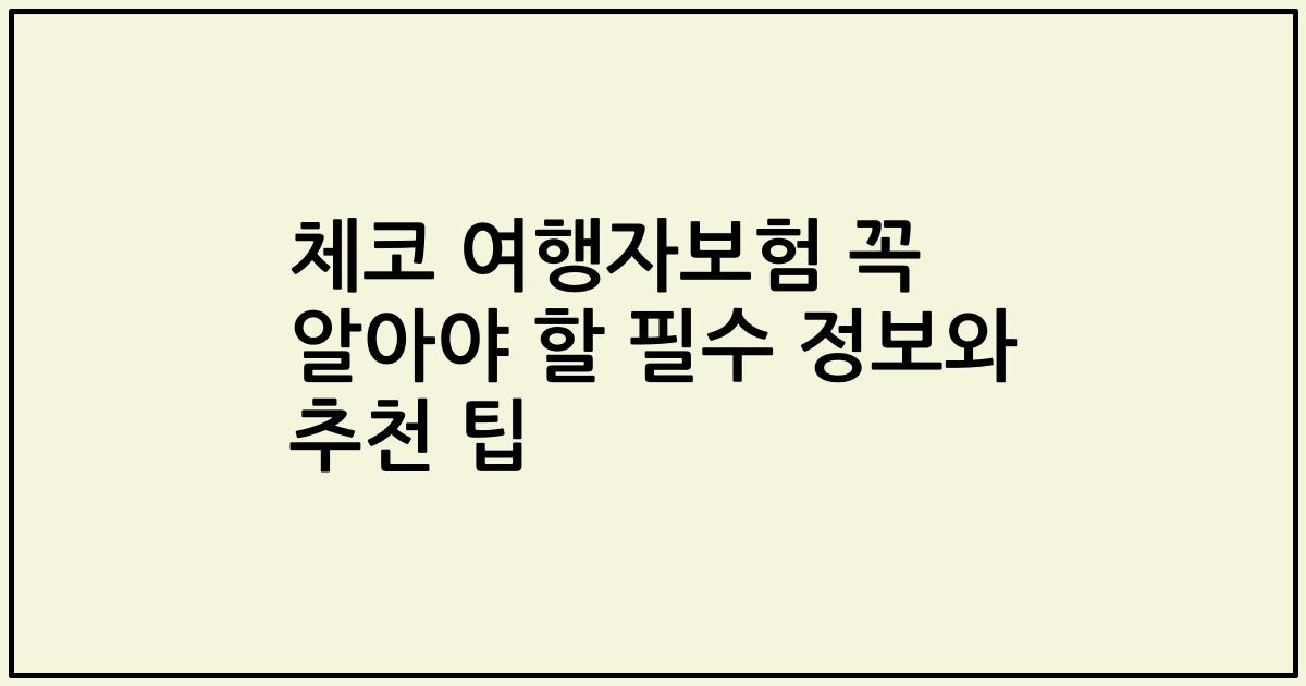 체코 여행자보험 꼭 알아야 할 필수 정보와 추천 팁